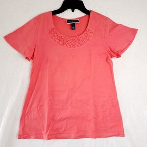 KAREN SCOTT Women's Short Sleeve Pullover Pink Tops Blouse Size M